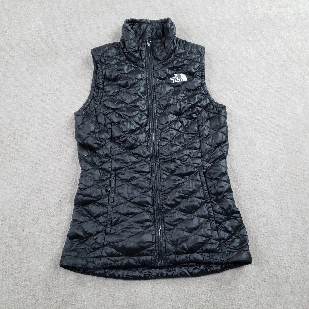 The North Face Vest Women XS Black Thermoball Quilted Insulated Pockets Full Zip